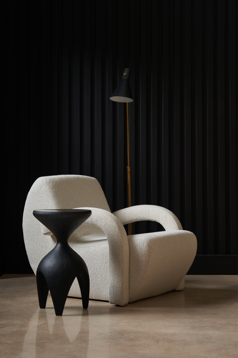 White Bouclé Accent Chair