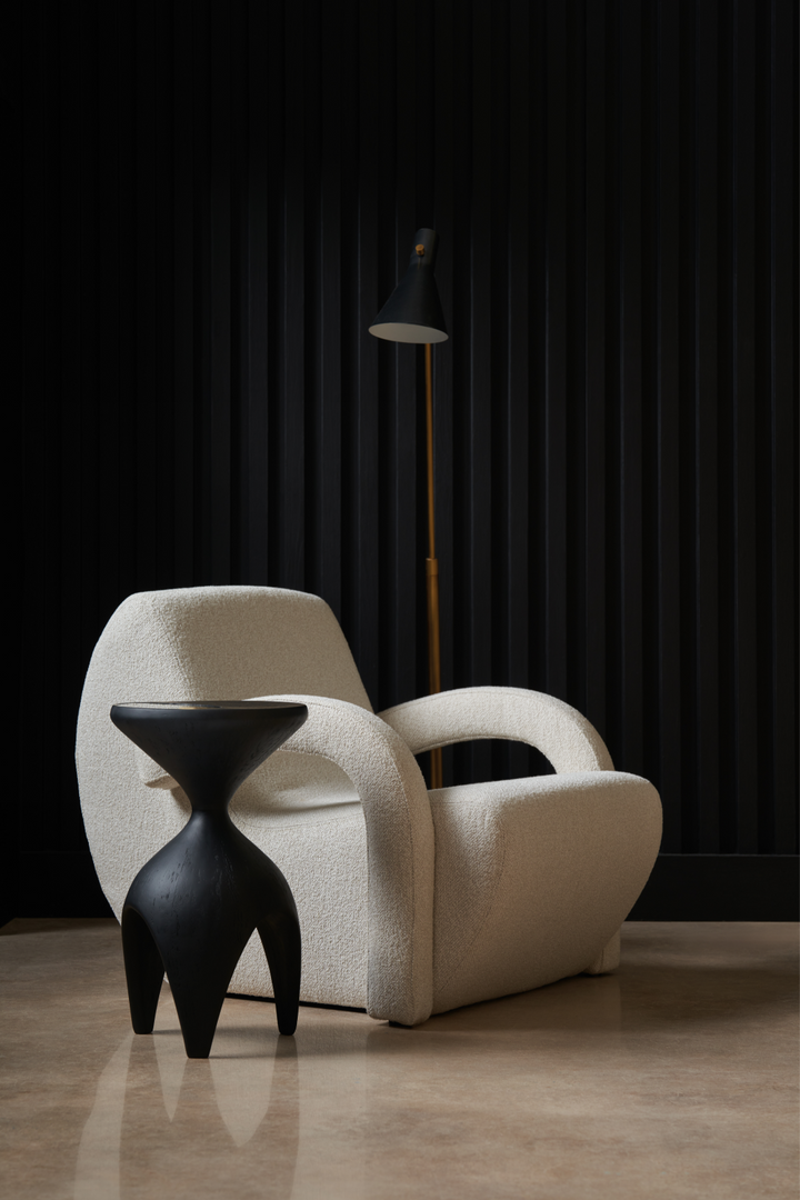 White Bouclé Accent Chair