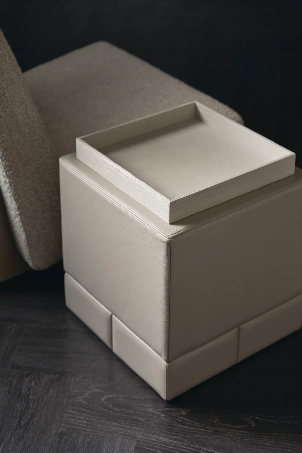 Gray Boucle Modern Accent Chair