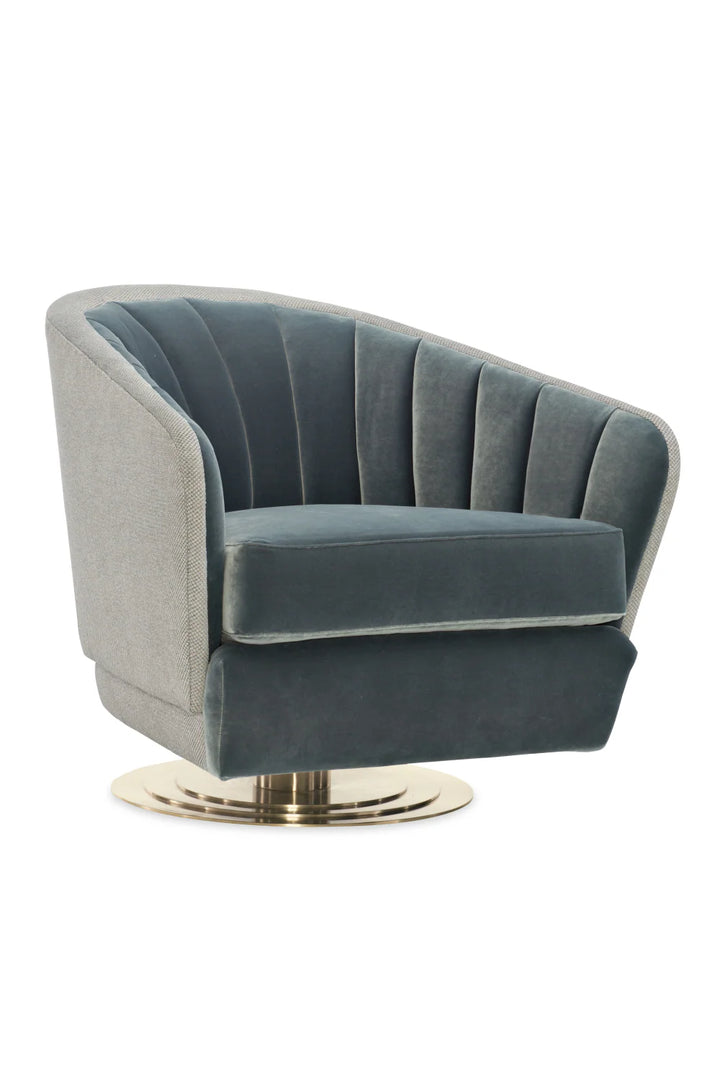 Chanelled Turquoise Swivel Chair