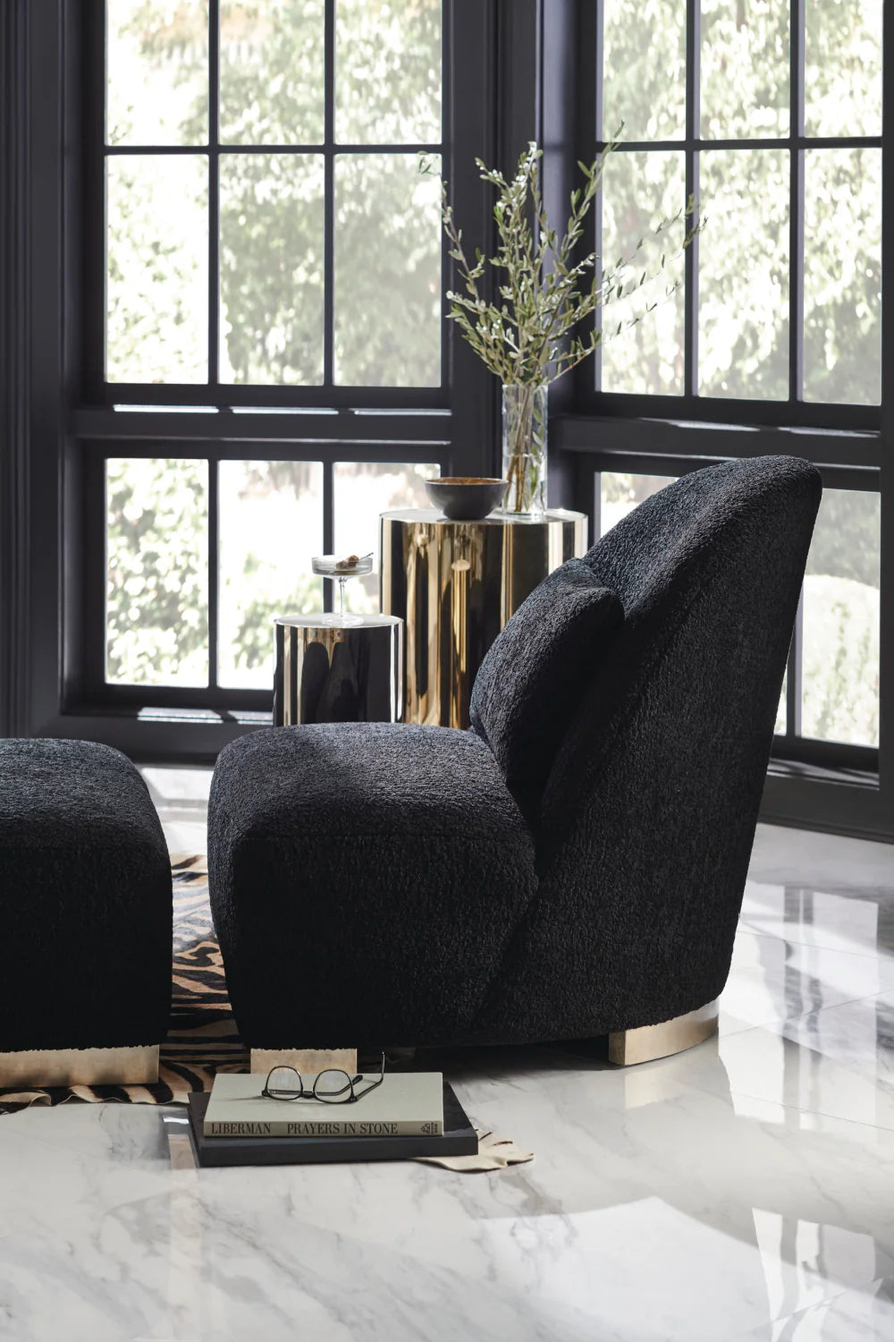 Gray Shearling Lounge Chair