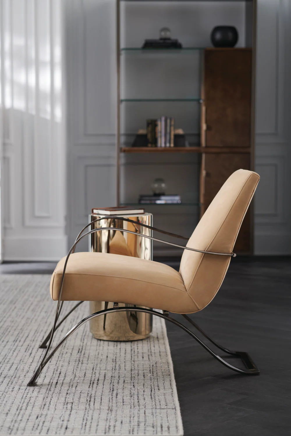 Light Brown Leather Lounge Chair