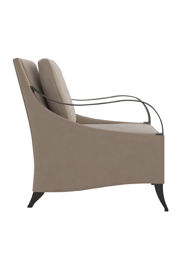 Brown Velvet Lounge Chair