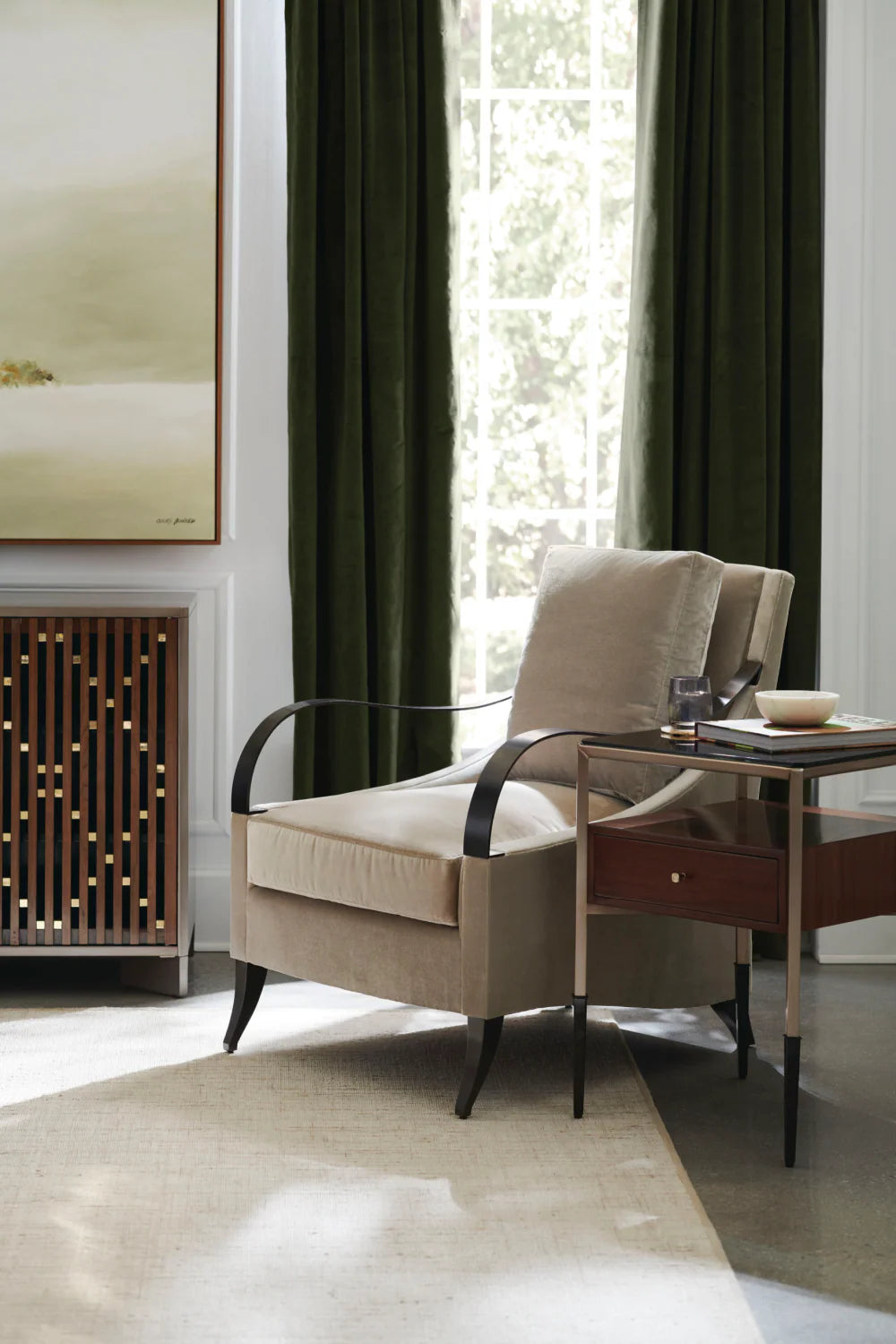 Brown Velvet Lounge Chair