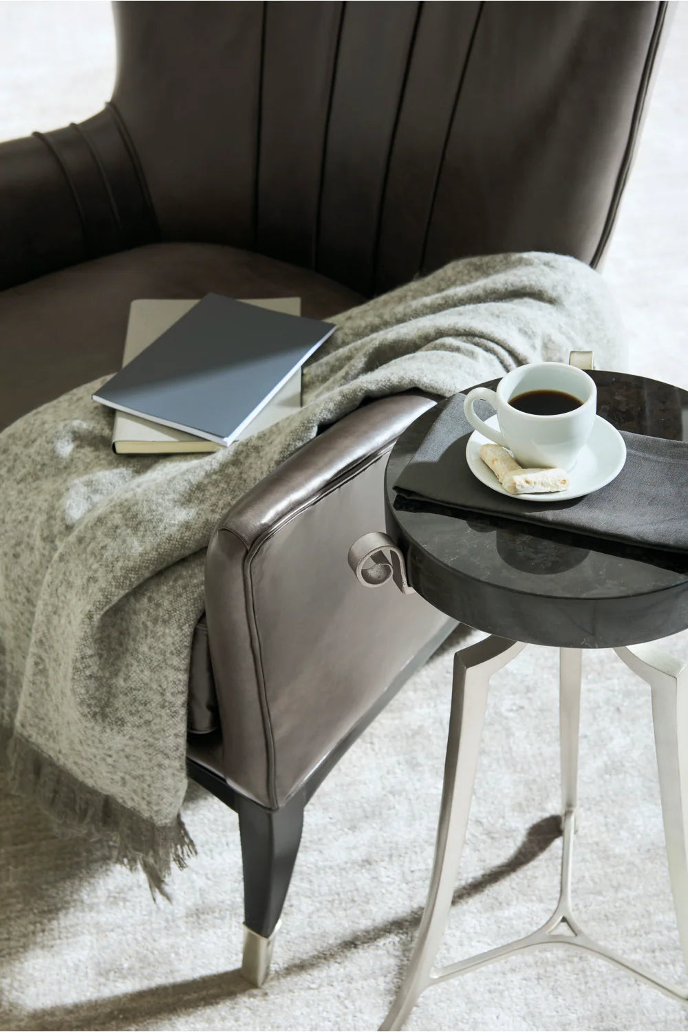 Brown Leather Wingback Chair