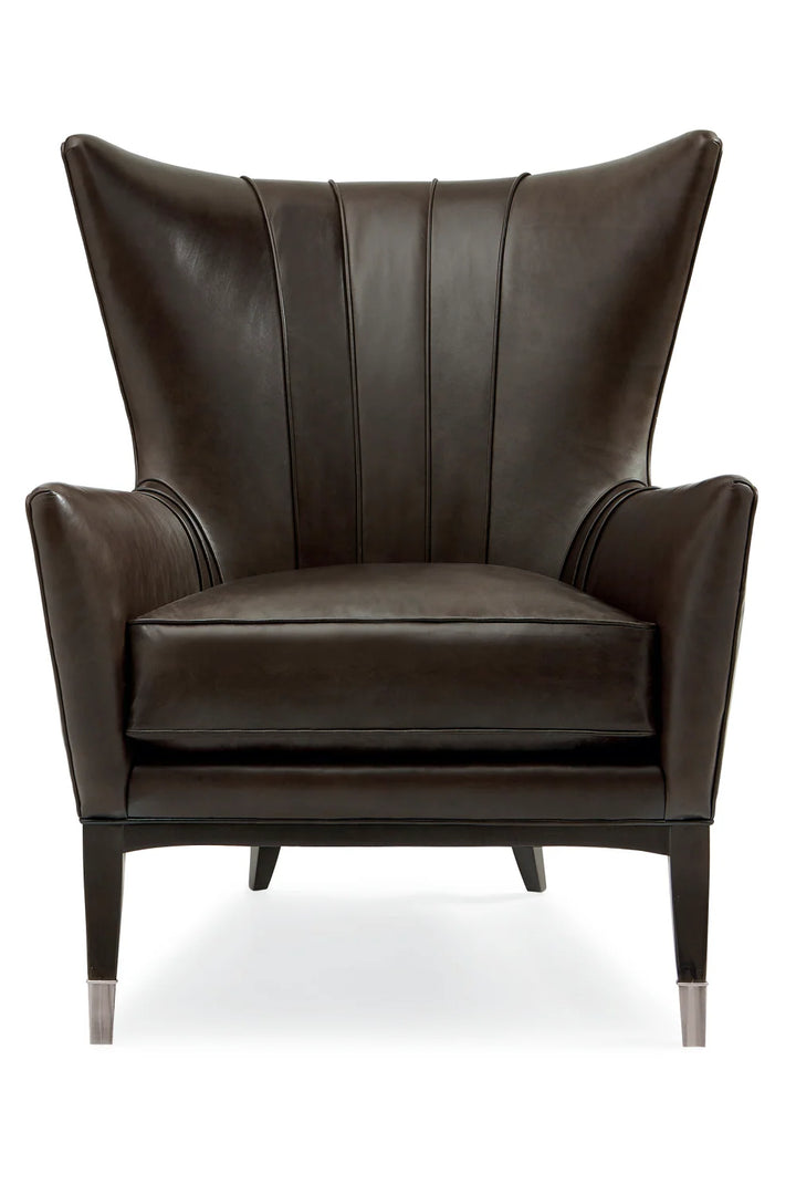 Brown Leather Wingback Chair