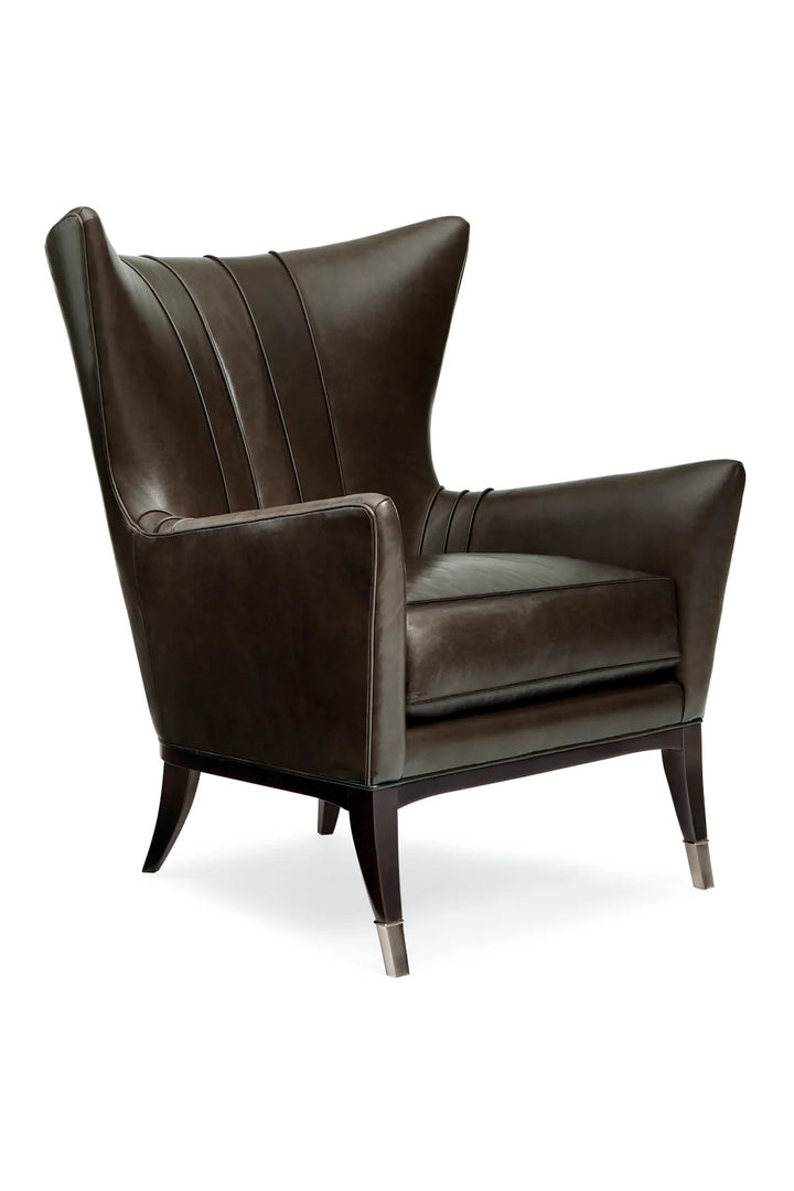Brown Leather Wingback Chair