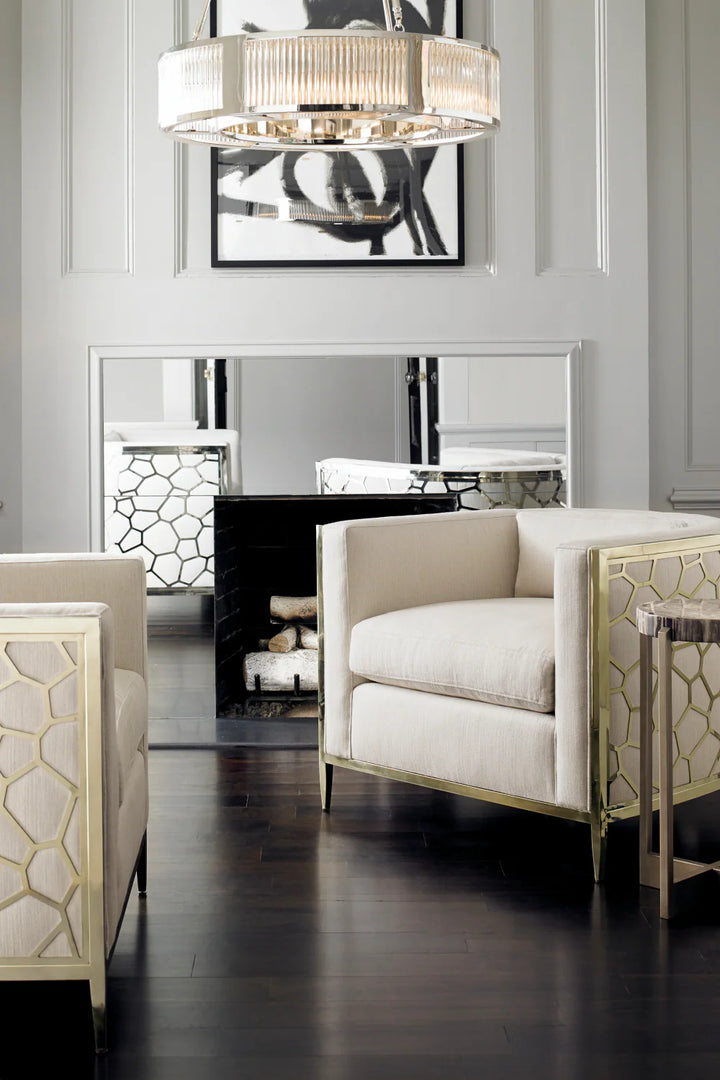 Off-White Linen Accent Chair