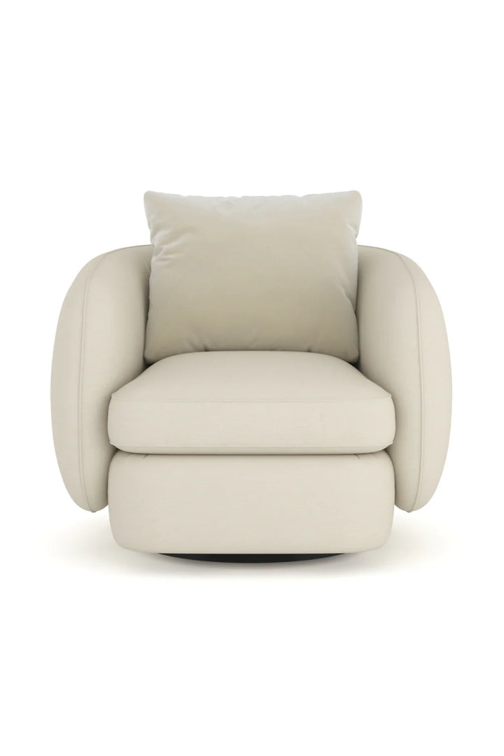 Ivory Linen Swivel Chair
