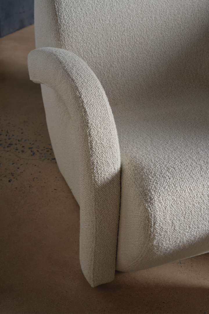 White Bouclé Accent Chair