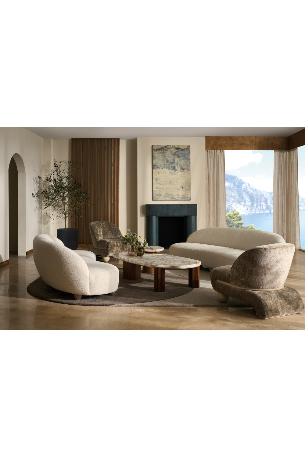 Ball Feet Velvet Accent Chair