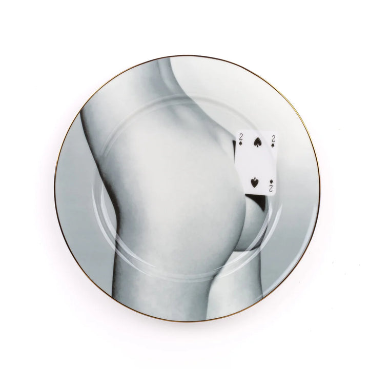 Porcelain Plate Two of Spades Gold