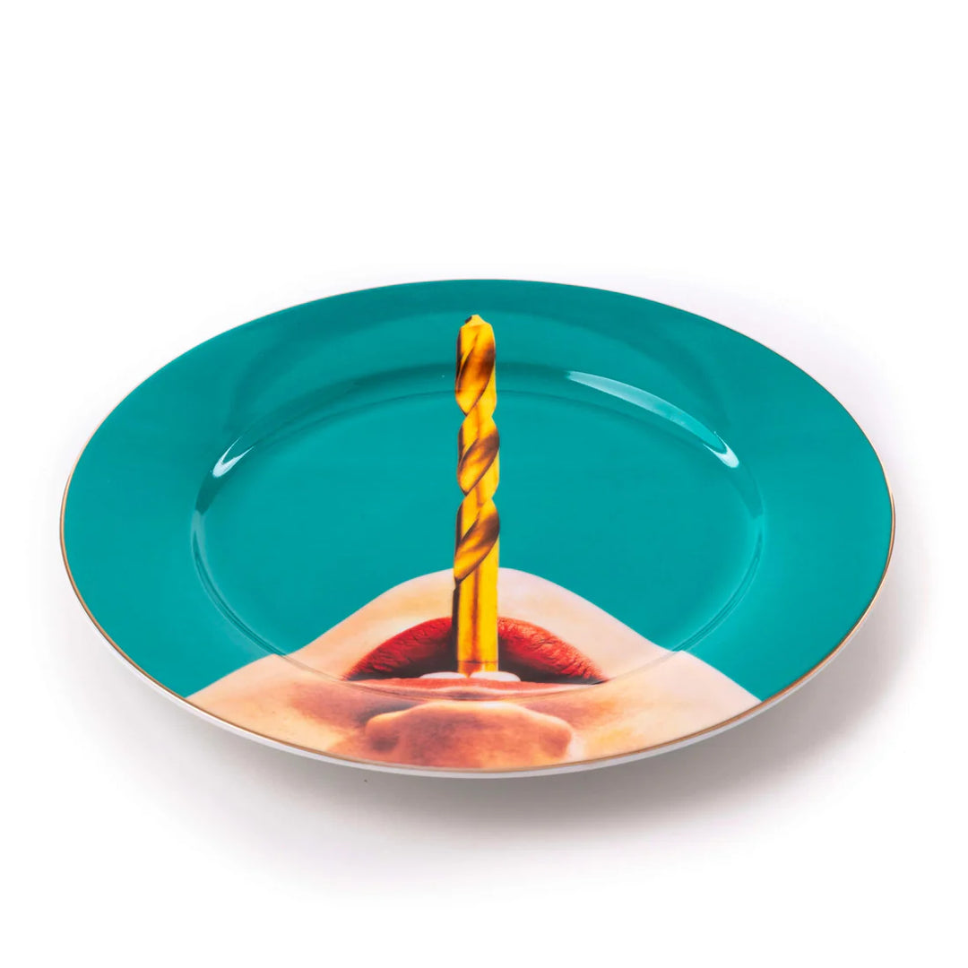 Porcelain Plate Drill Gold Border