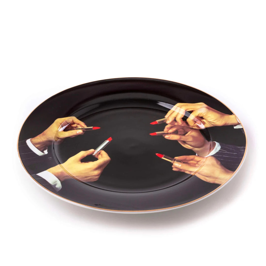 Porcelain Plate Lipsticks Black Gold Border
