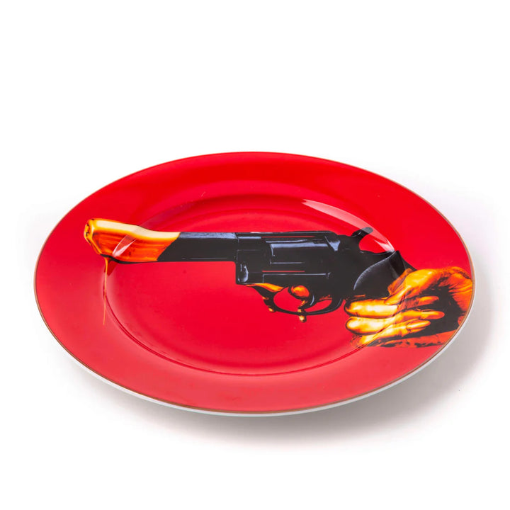 Porcelain Plate Revolver Gold Border